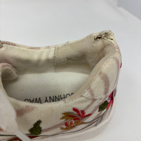 Johhny Was Womens Sz6 Jayla Floral Multicolor Embroidered Low-Top Sneakers - Picture 8 of 10